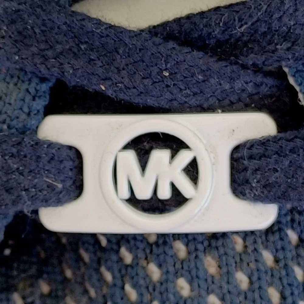Michael Kors Skyler Navy Blue Knit Lace Up Sneakers Womens Size 9.5M HL17D‎